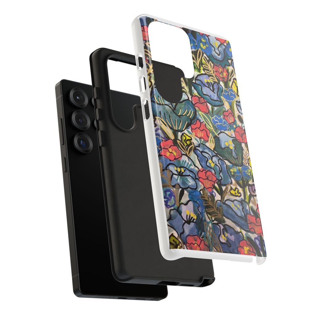 Floral Mosaic Tough Phone Case — Colorful Wildflower Protective iPhone Cover