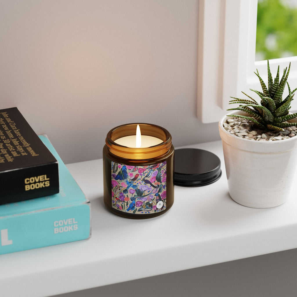 Floral Amber Soy Candle — Hand-Poured Scented Jar (Multi-Size)