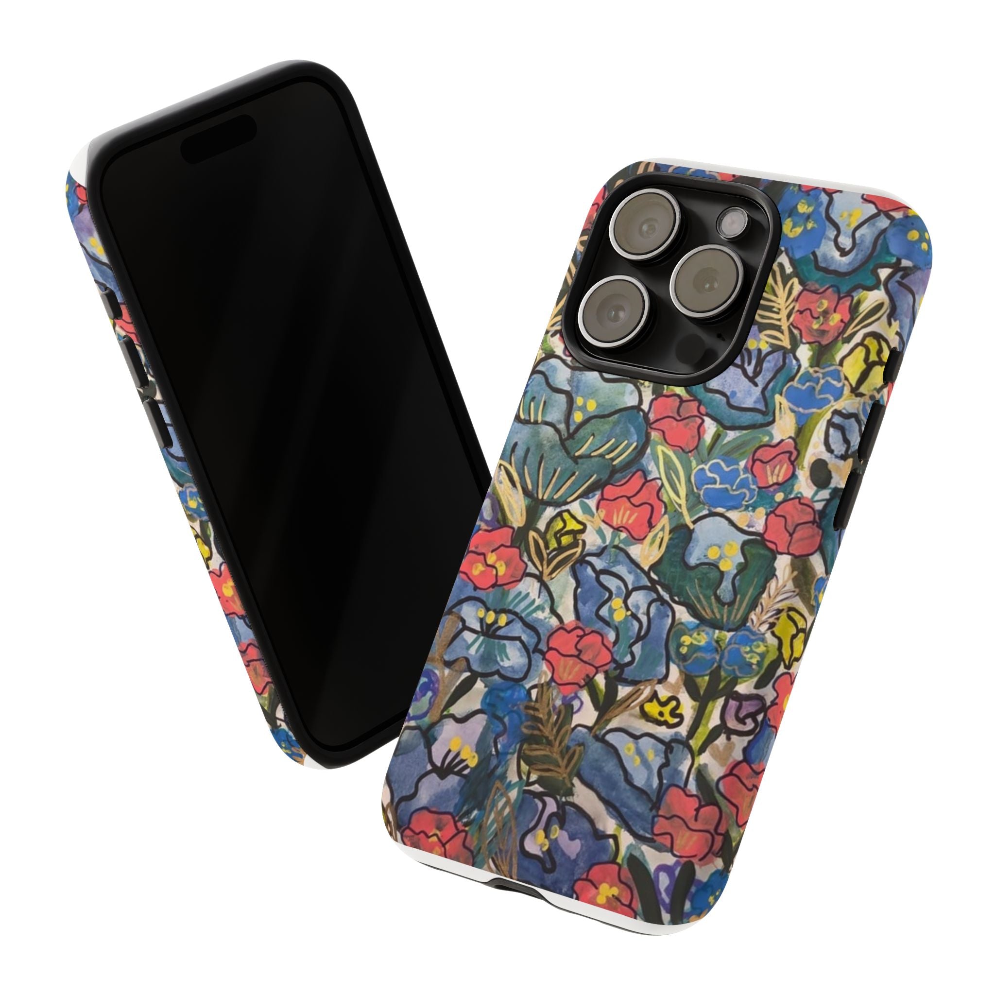 Floral Mosaic Tough Phone Case — Colorful Wildflower Protective iPhone Cover