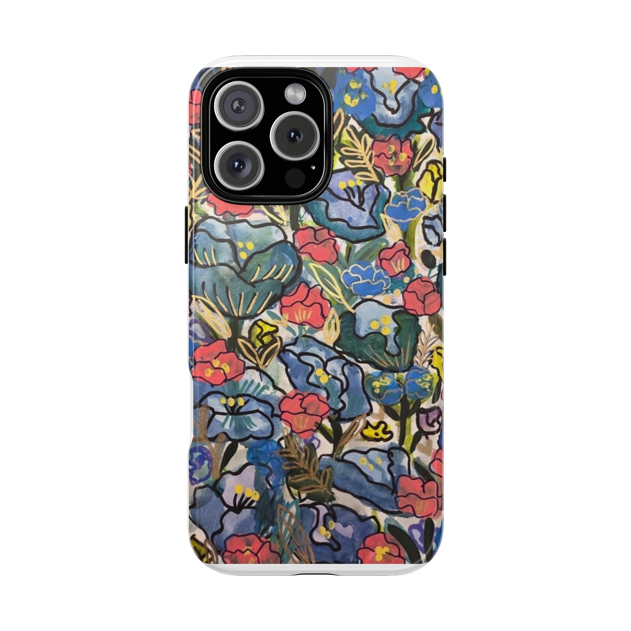 Floral Mosaic Tough Phone Case — Colorful Wildflower Protective iPhone Cover