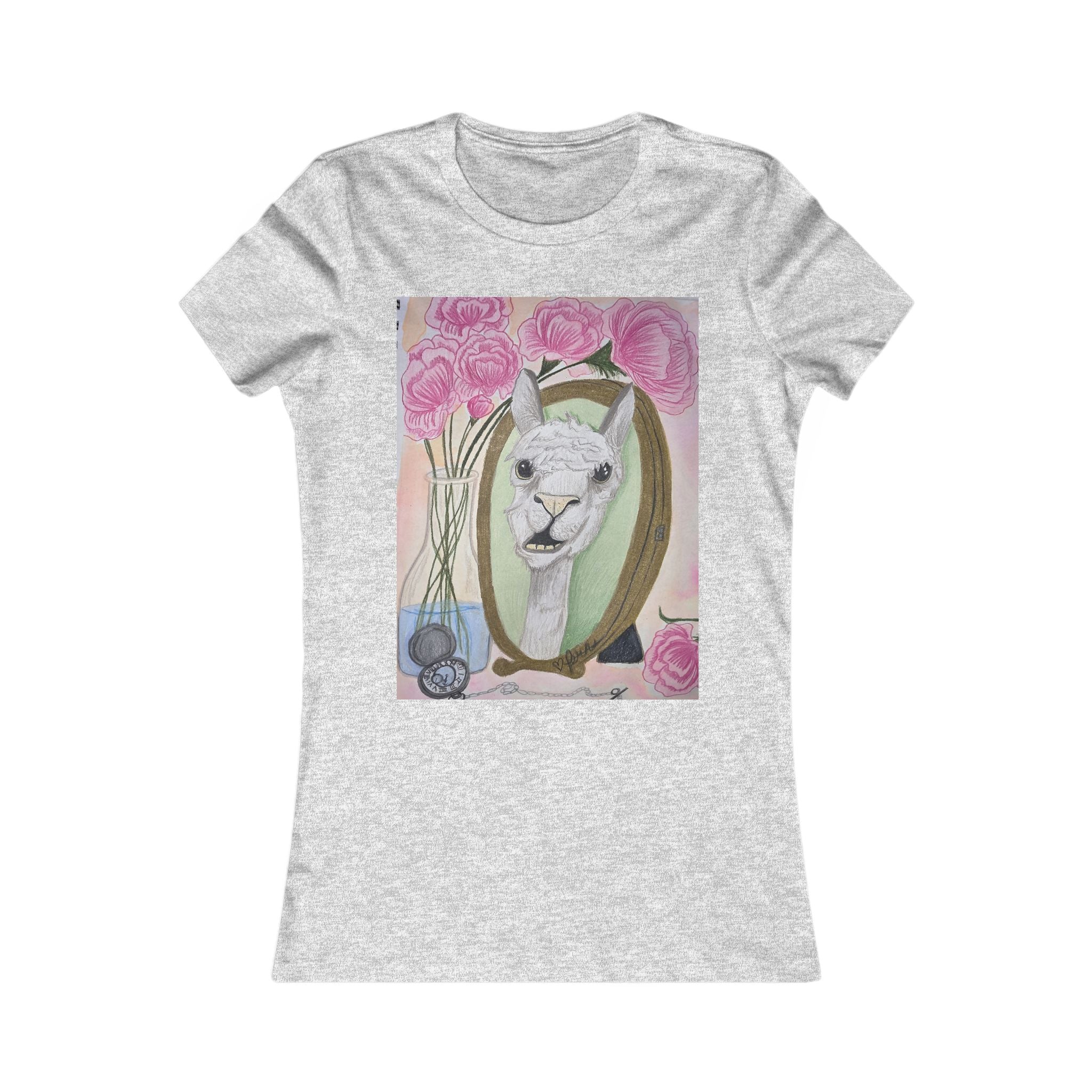 Women's Llama Floral Tee – Cute Alpaca Portrait Graphic Shirt