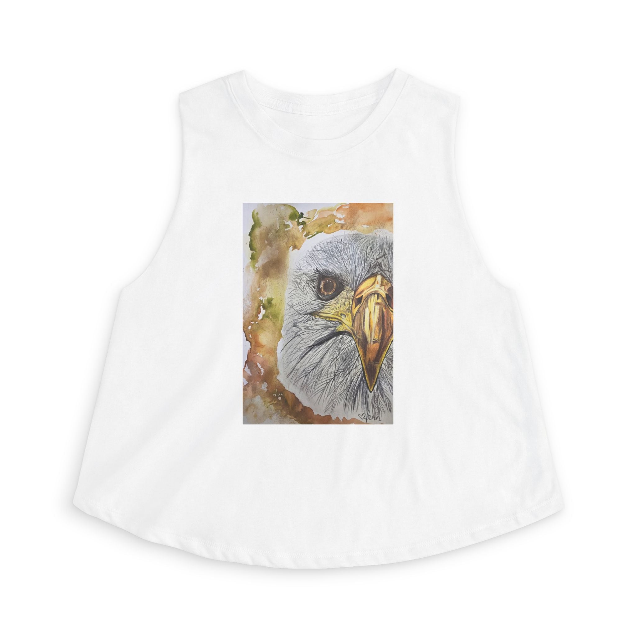 Eagle Portrait Women's Crop Top — Watercolor Bald Eagle Graphic Tank