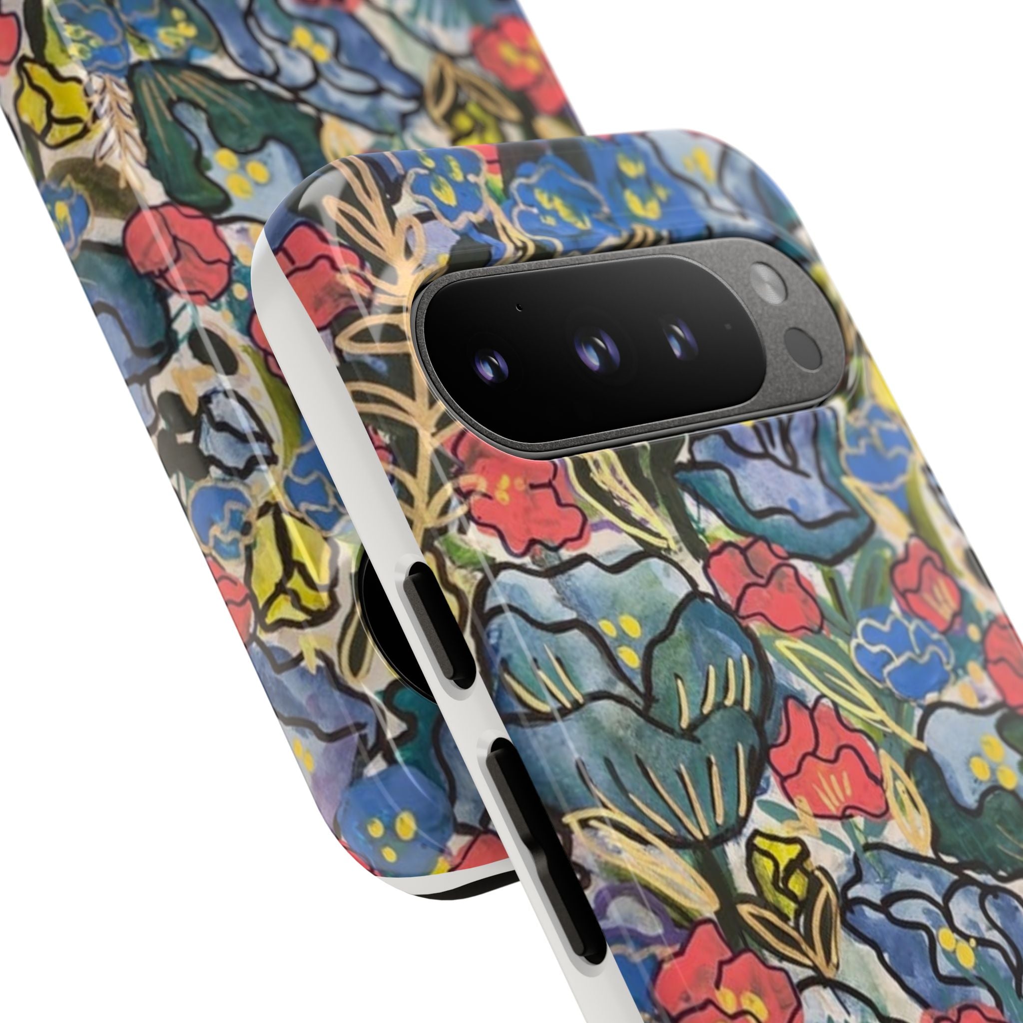 Floral Mosaic Tough Phone Case — Colorful Wildflower Protective iPhone Cover