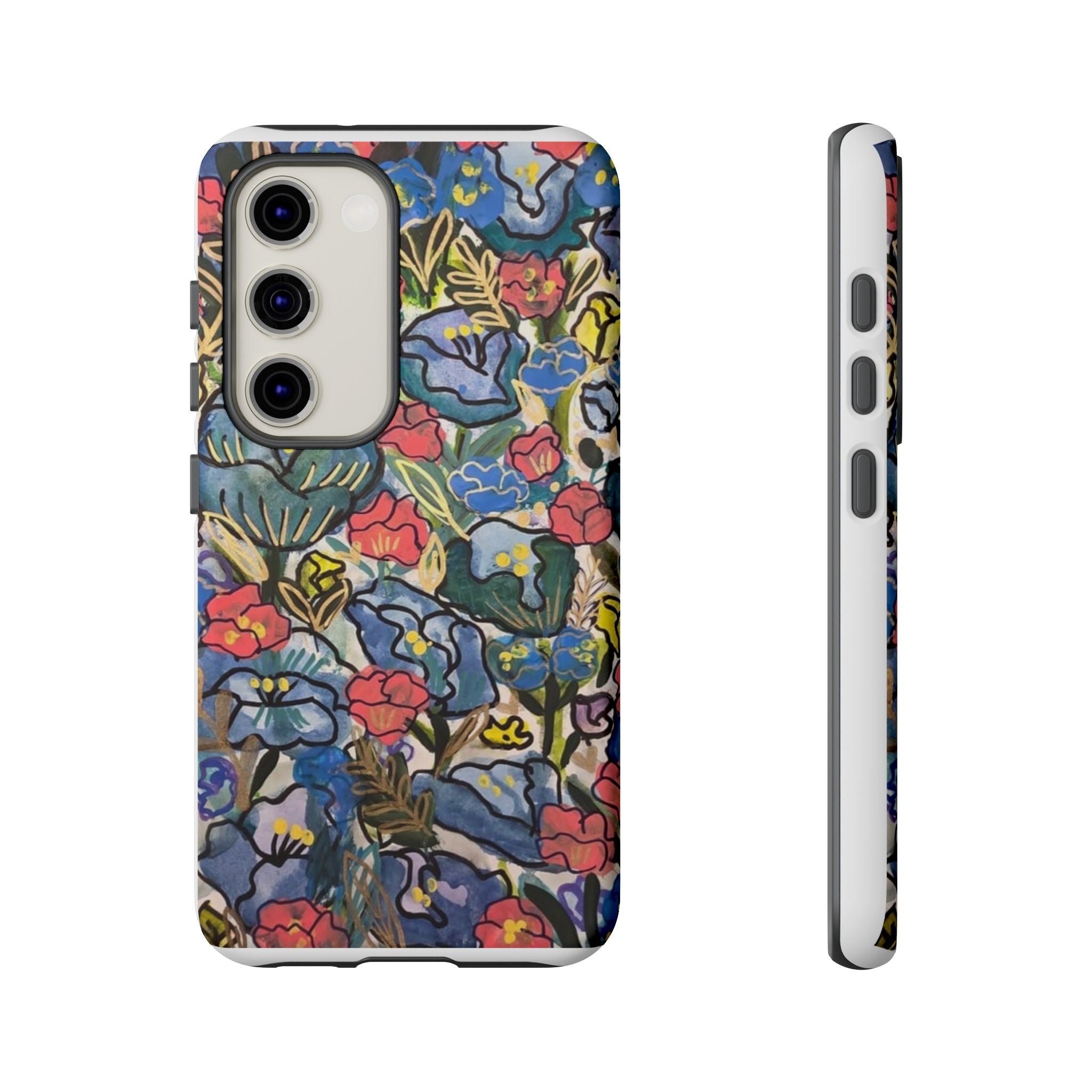 Floral Mosaic Tough Phone Case — Colorful Wildflower Protective iPhone Cover