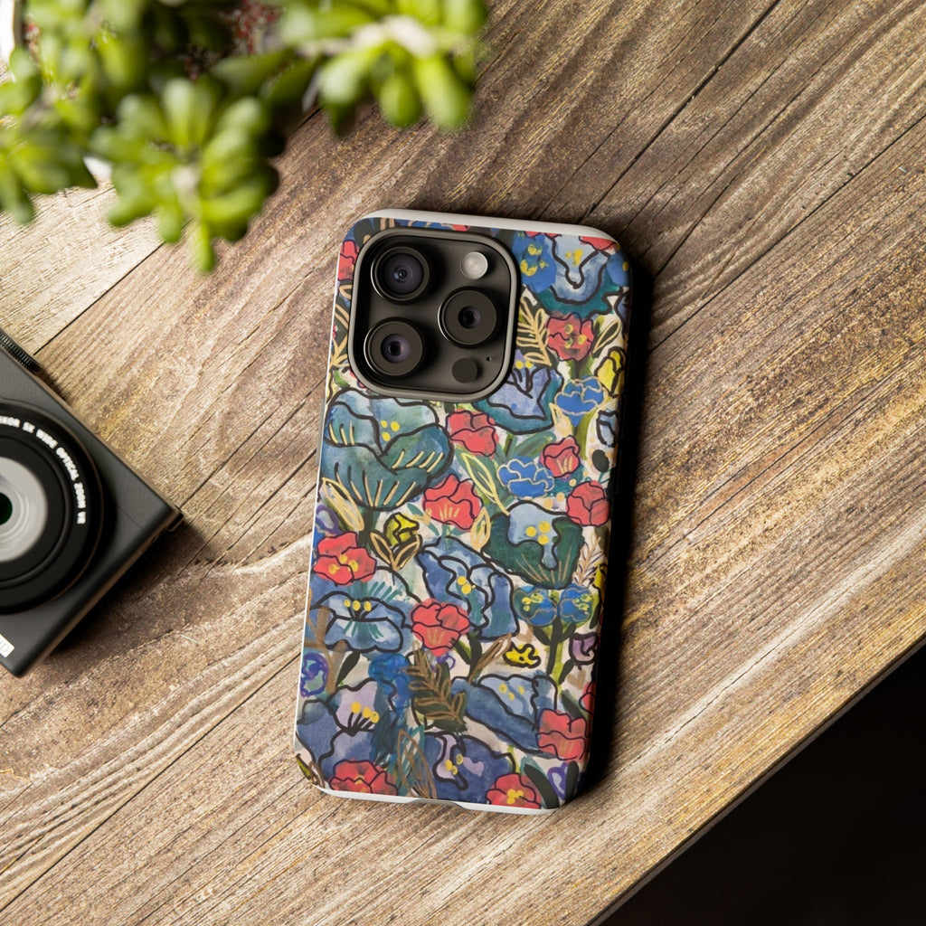 Floral Mosaic Tough Phone Case — Colorful Wildflower Protective iPhone Cover