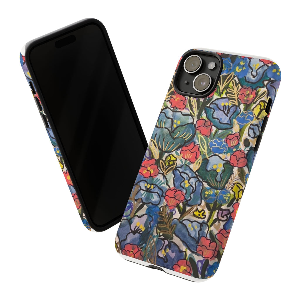 Floral Mosaic Tough Phone Case — Colorful Wildflower Protective iPhone Cover