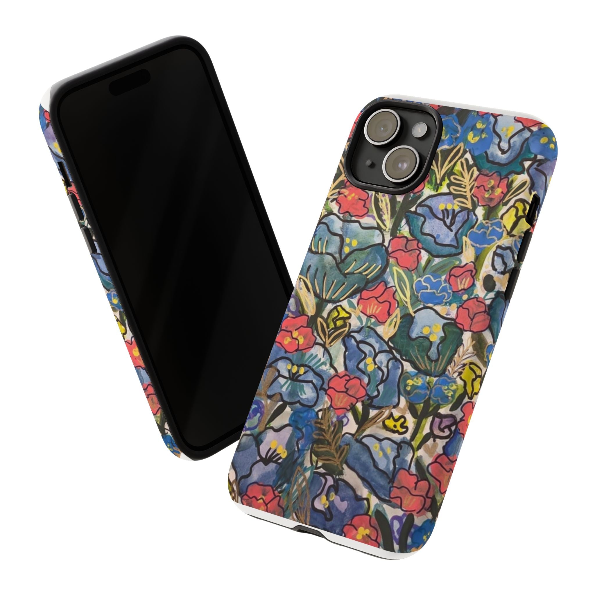 Floral Mosaic Tough Phone Case — Colorful Wildflower Protective iPhone Cover