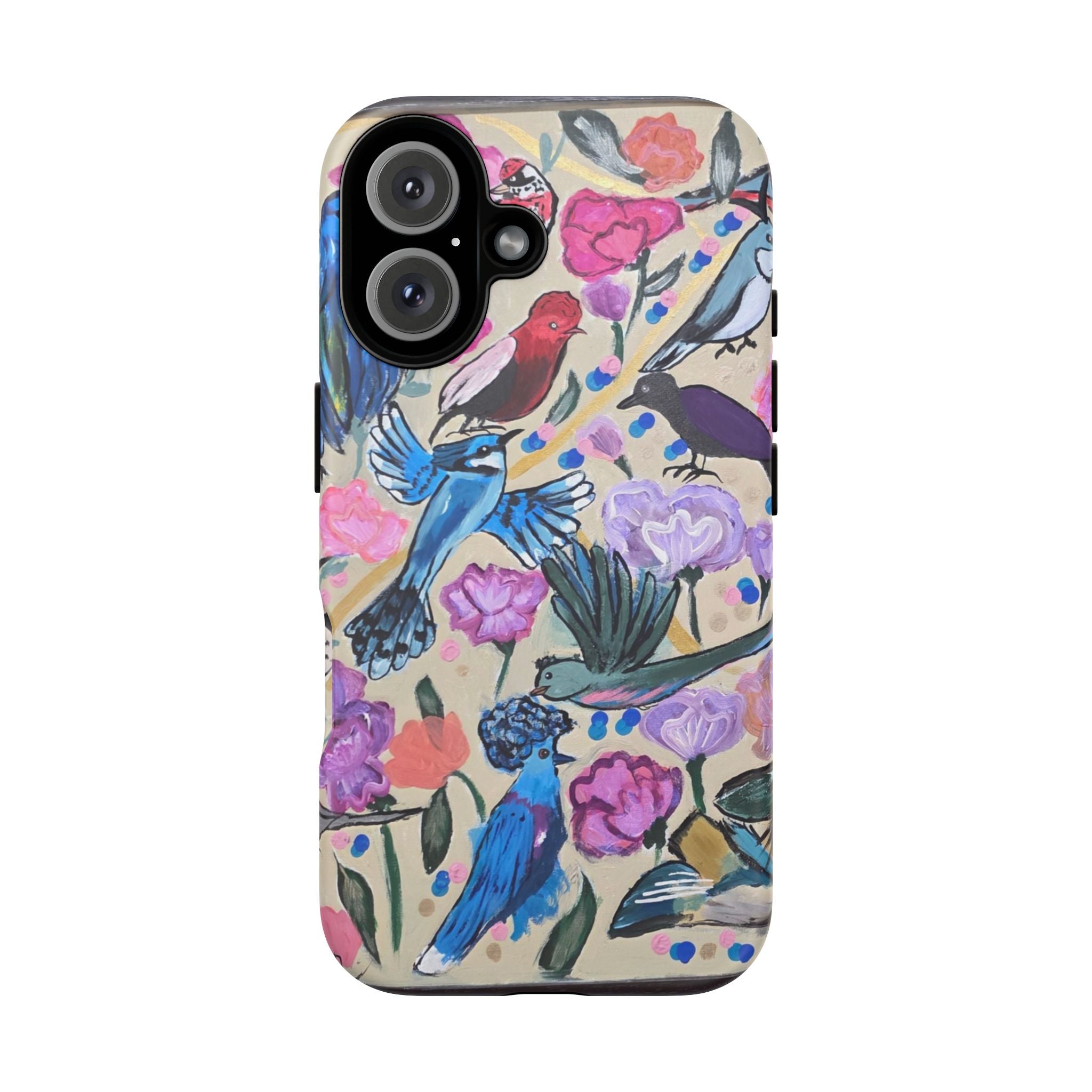 Floral Songbird Phone Case — Colorful Watercolor Birds & Flowers Protective iPhone Cover