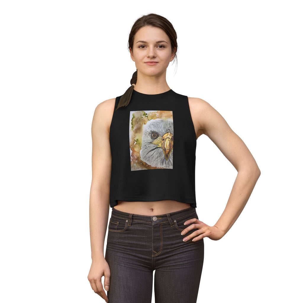 Eagle Portrait Women's Crop Top — Watercolor Bald Eagle Graphic Tank