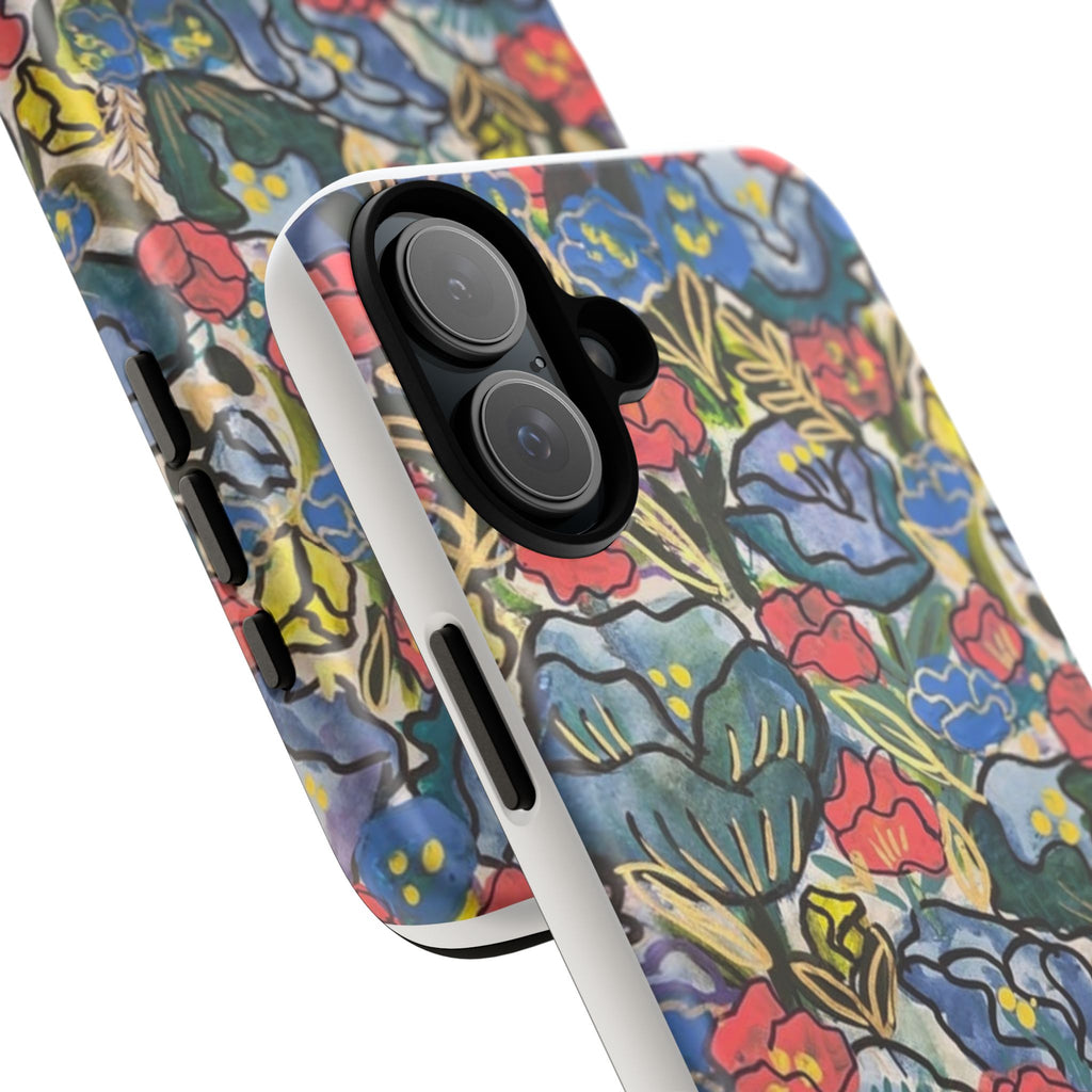 Floral Mosaic Tough Phone Case — Colorful Wildflower Protective iPhone Cover