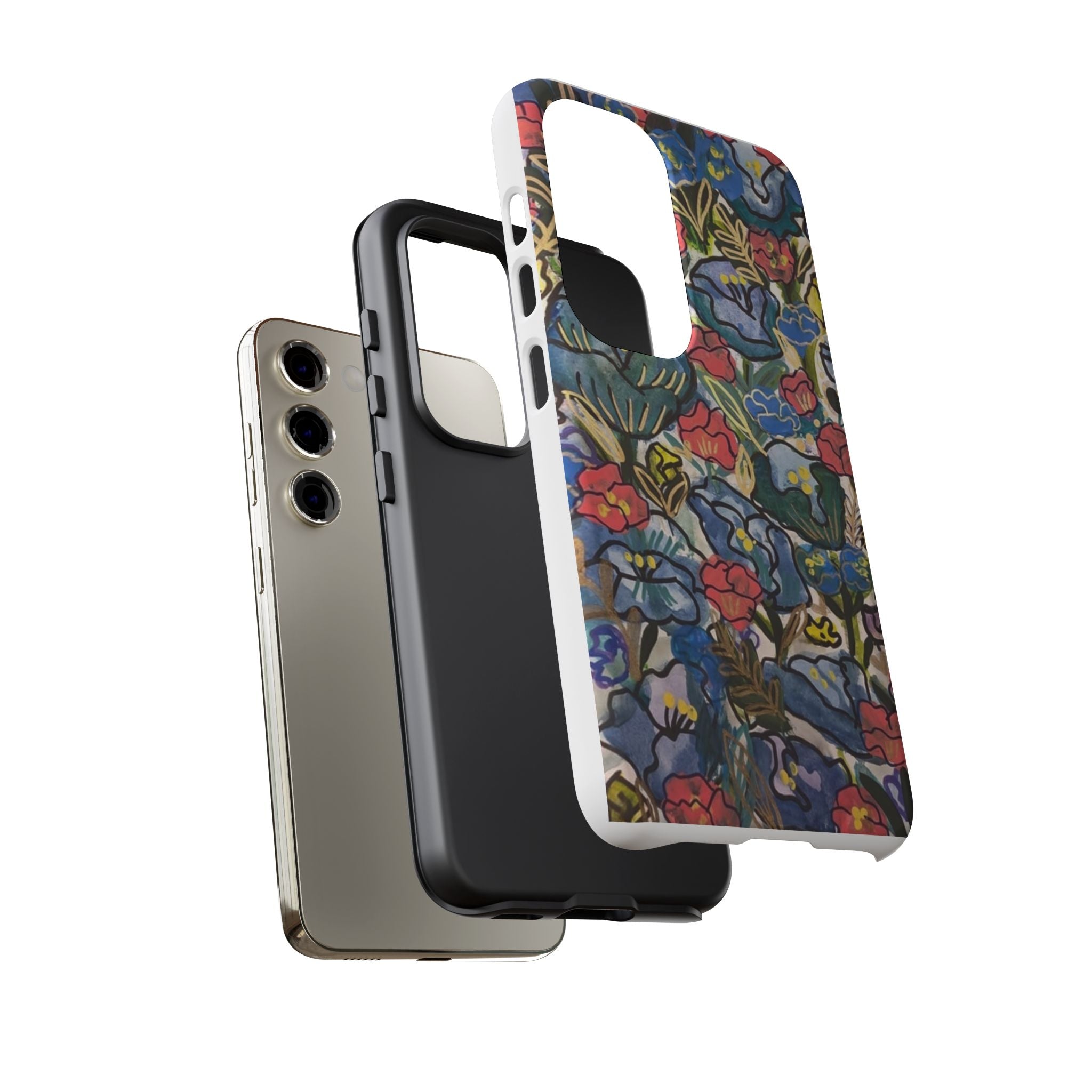 Floral Mosaic Tough Phone Case — Colorful Wildflower Protective iPhone Cover