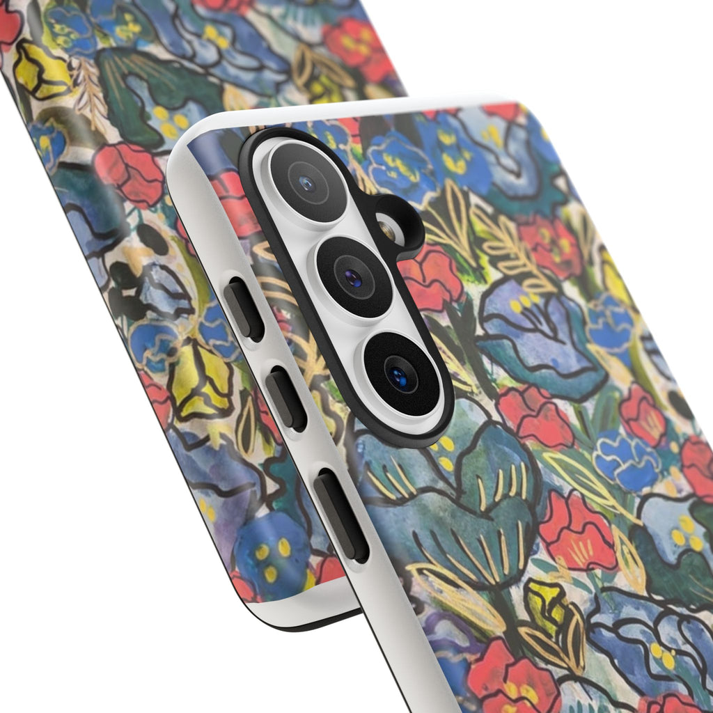 Floral Mosaic Tough Phone Case — Colorful Wildflower Protective iPhone Cover