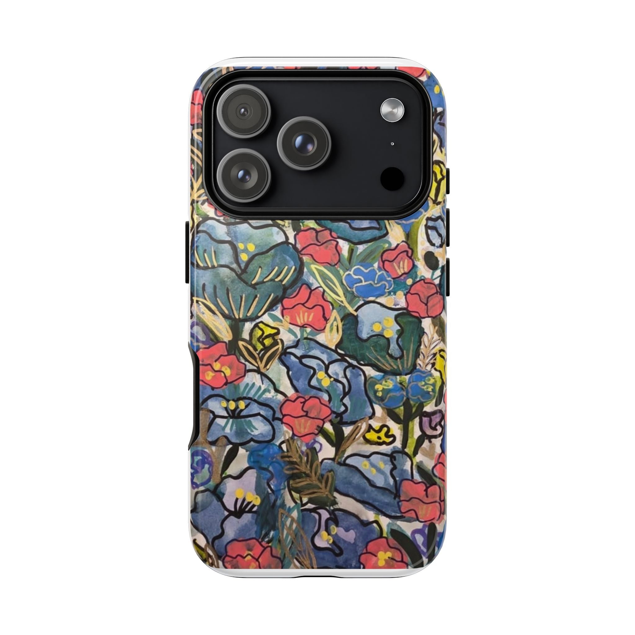 Floral Mosaic Tough Phone Case — Colorful Wildflower Protective iPhone Cover