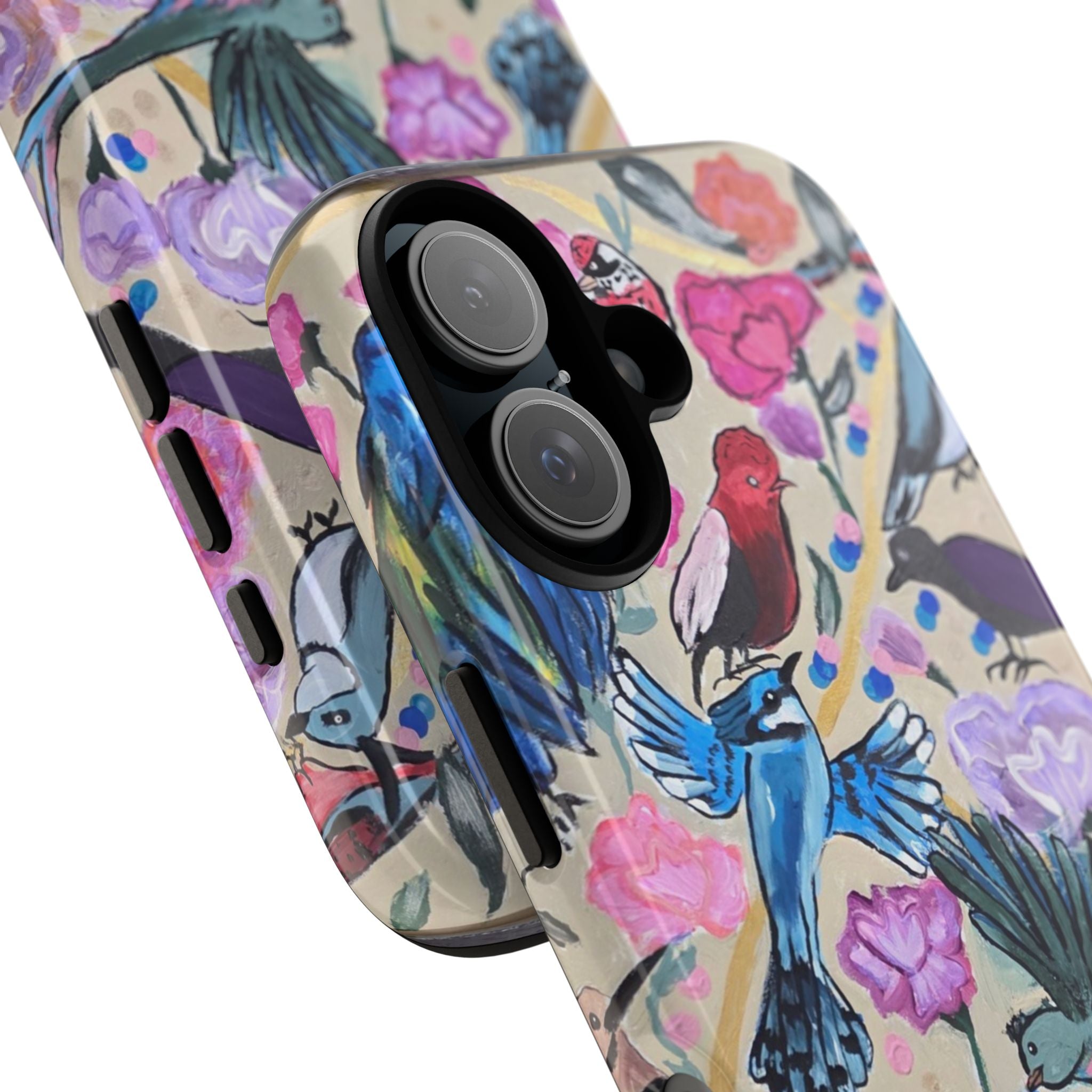 Floral Songbird Phone Case — Colorful Watercolor Birds & Flowers Protective iPhone Cover