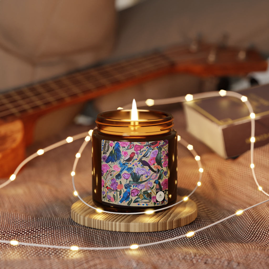 Floral Amber Soy Candle — Hand-Poured Scented Jar (Multi-Size)