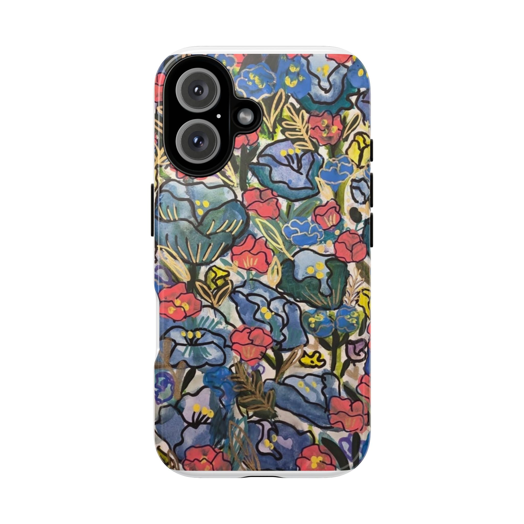 Floral Mosaic Tough Phone Case — Colorful Wildflower Protective iPhone Cover