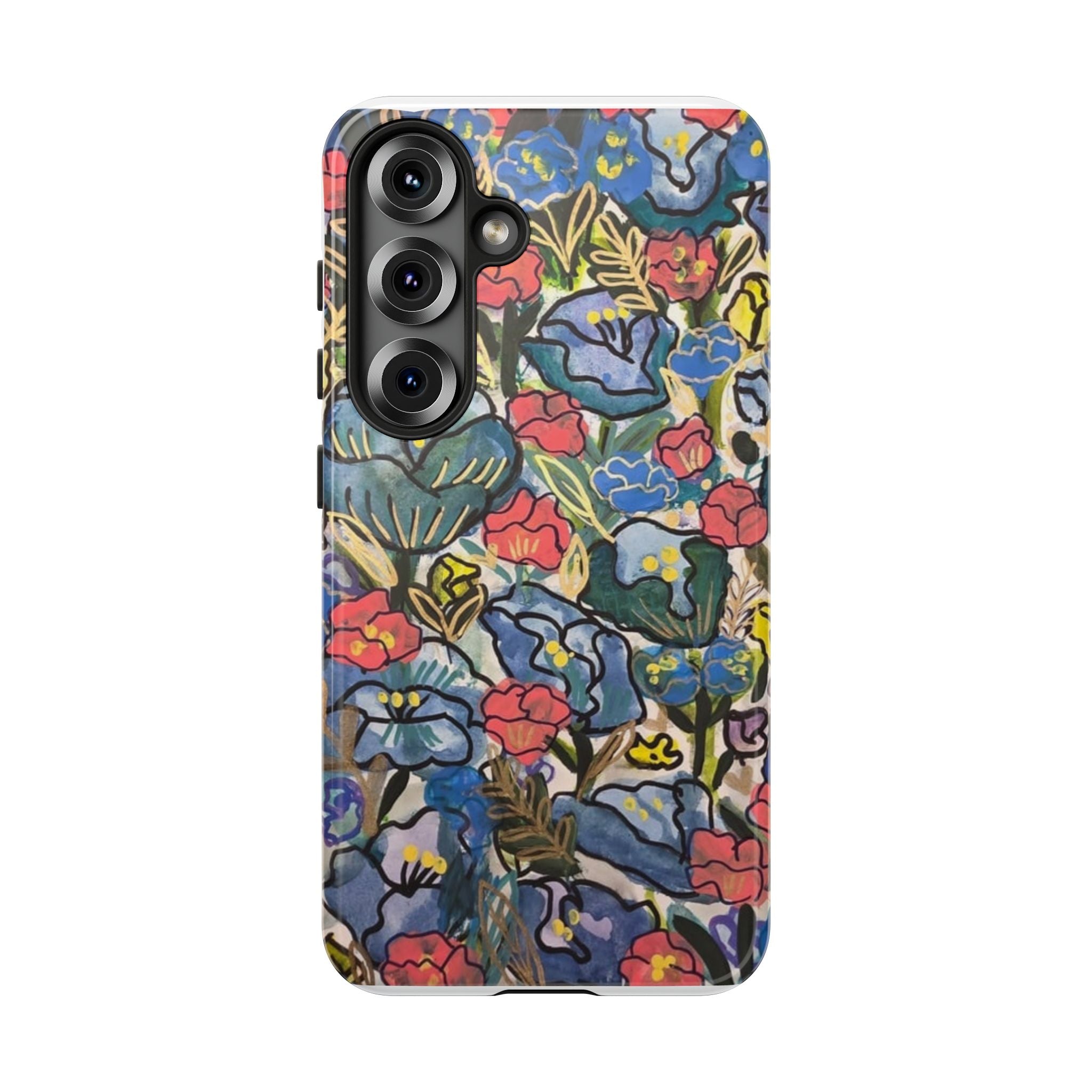 Floral Mosaic Tough Phone Case — Colorful Wildflower Protective iPhone Cover