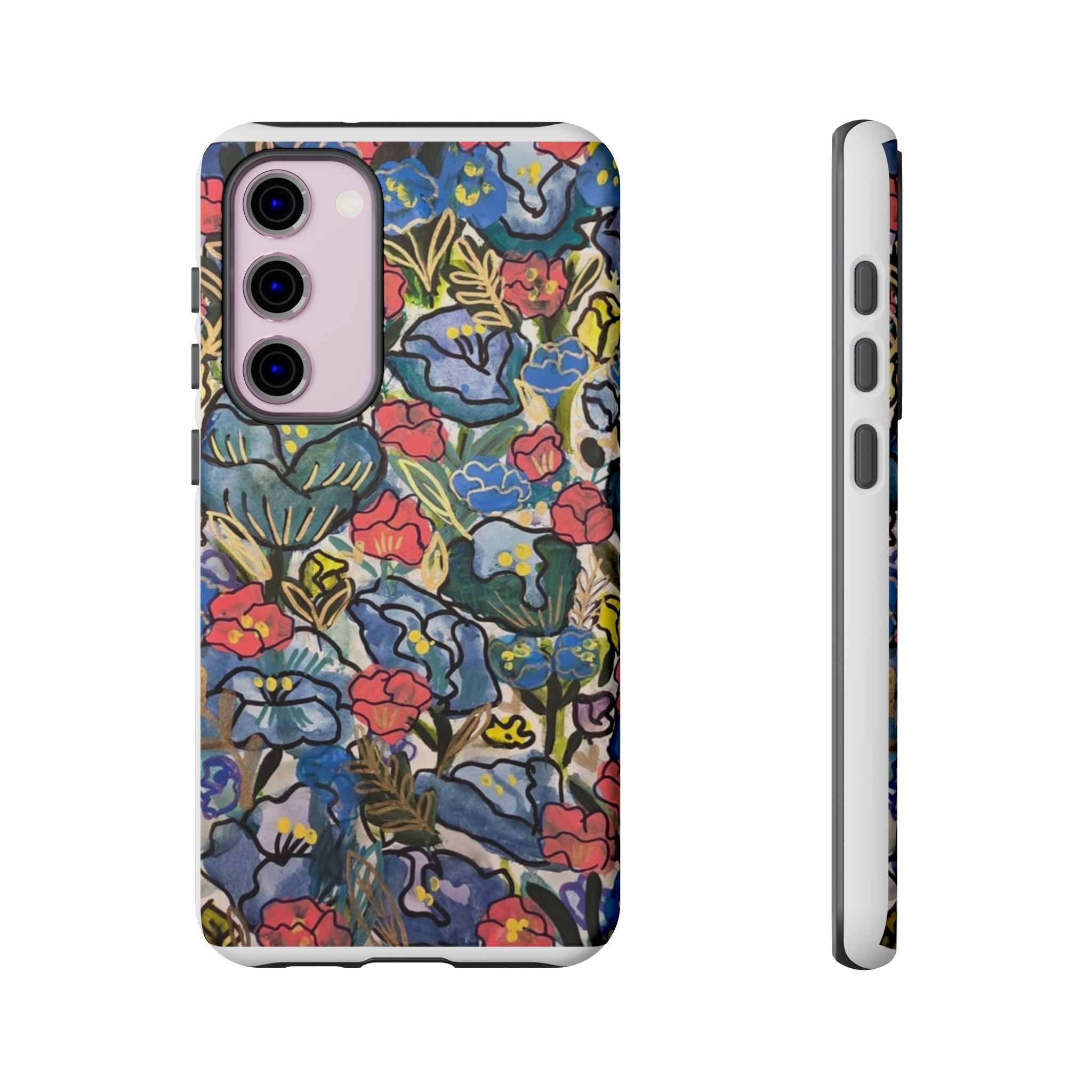 Floral Mosaic Tough Phone Case — Colorful Wildflower Protective iPhone Cover