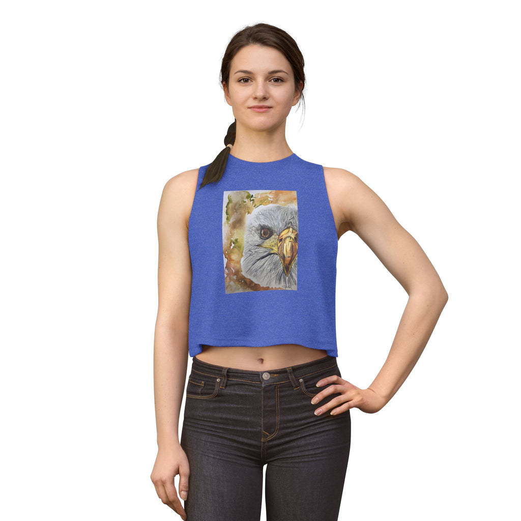 Eagle Portrait Women's Crop Top — Watercolor Bald Eagle Graphic Tank