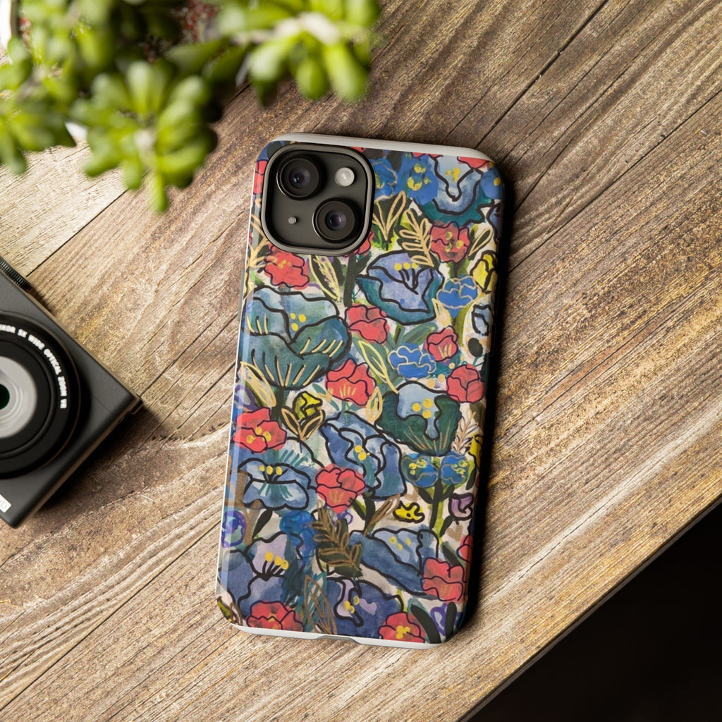 Floral Mosaic Tough Phone Case — Colorful Wildflower Protective iPhone Cover