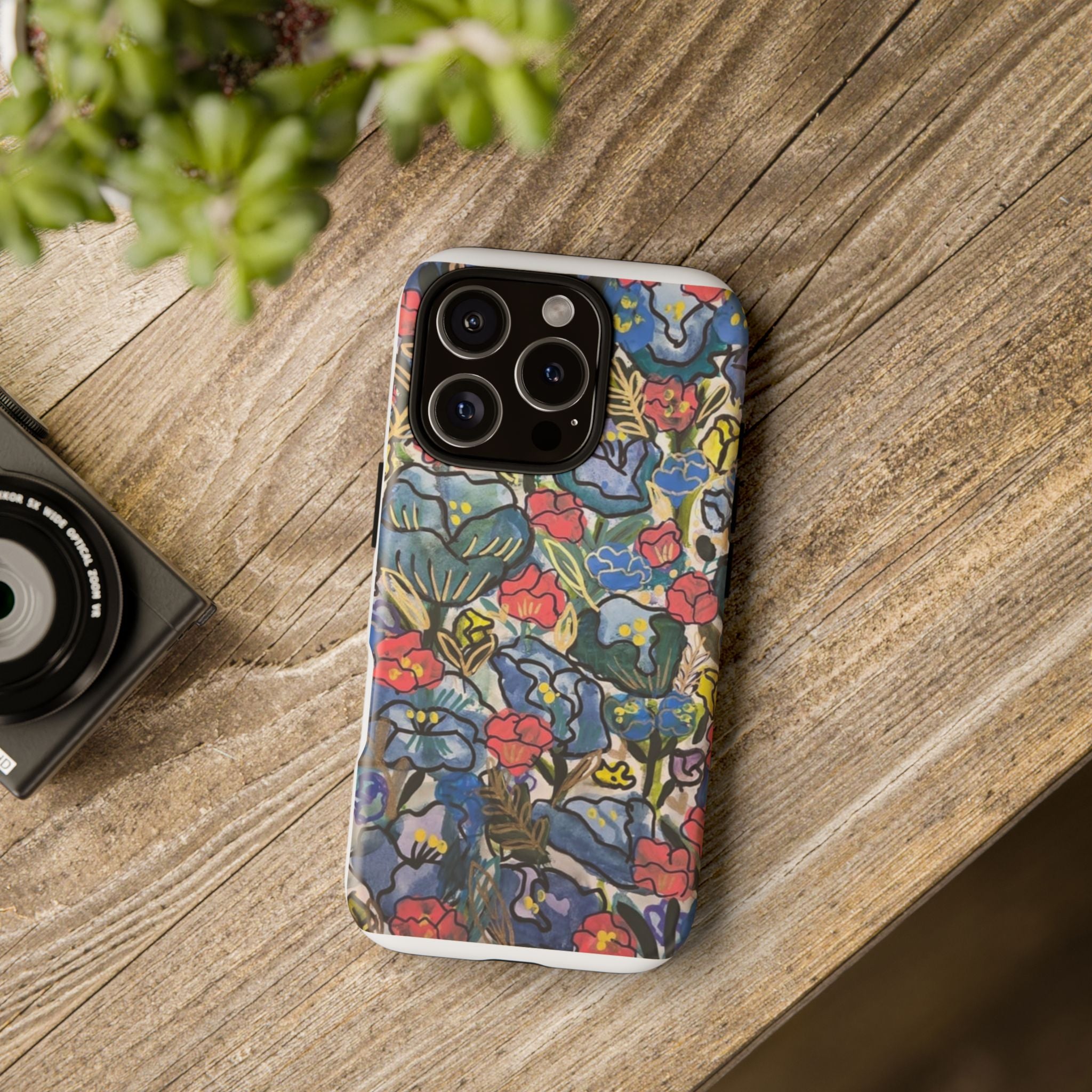 Floral Mosaic Tough Phone Case — Colorful Wildflower Protective iPhone Cover