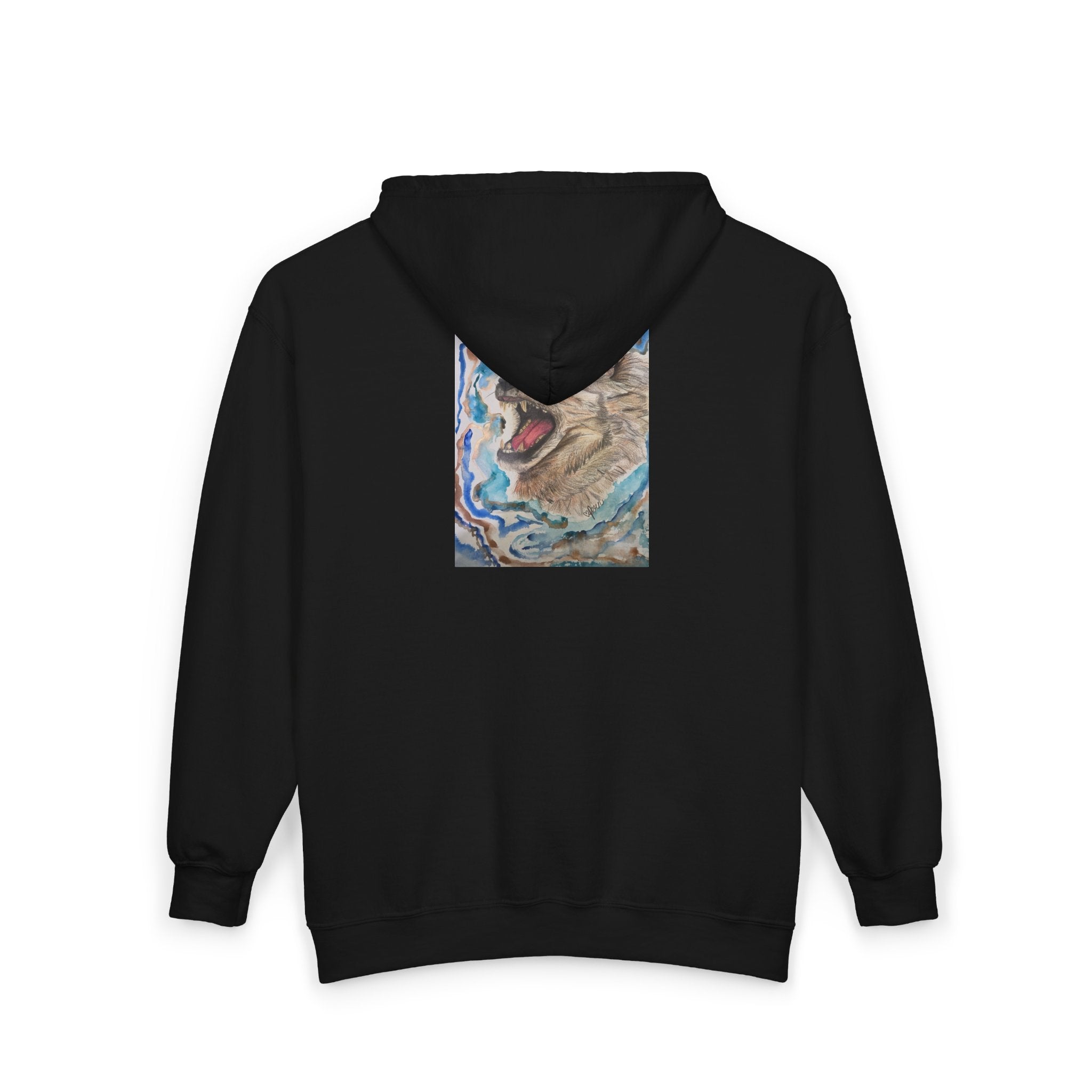 Wolf Howl Zip Hoodie — Artistic Watercolor Wolf Full-Zip Sweatshirt