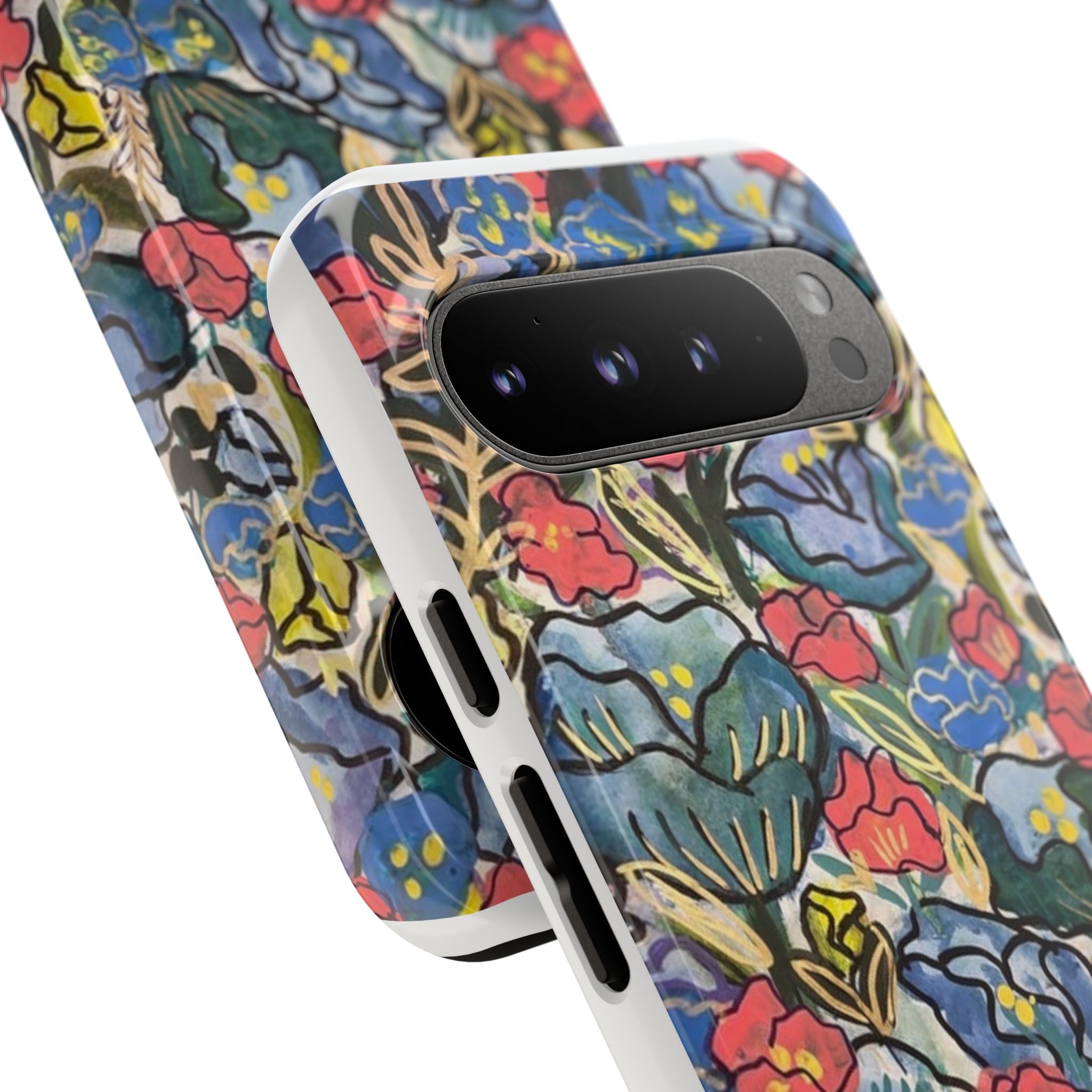 Floral Mosaic Tough Phone Case — Colorful Wildflower Protective iPhone Cover
