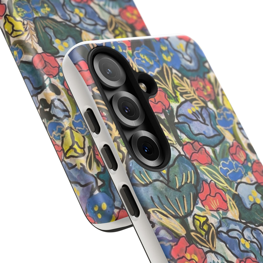 Floral Mosaic Tough Phone Case — Colorful Wildflower Protective iPhone Cover