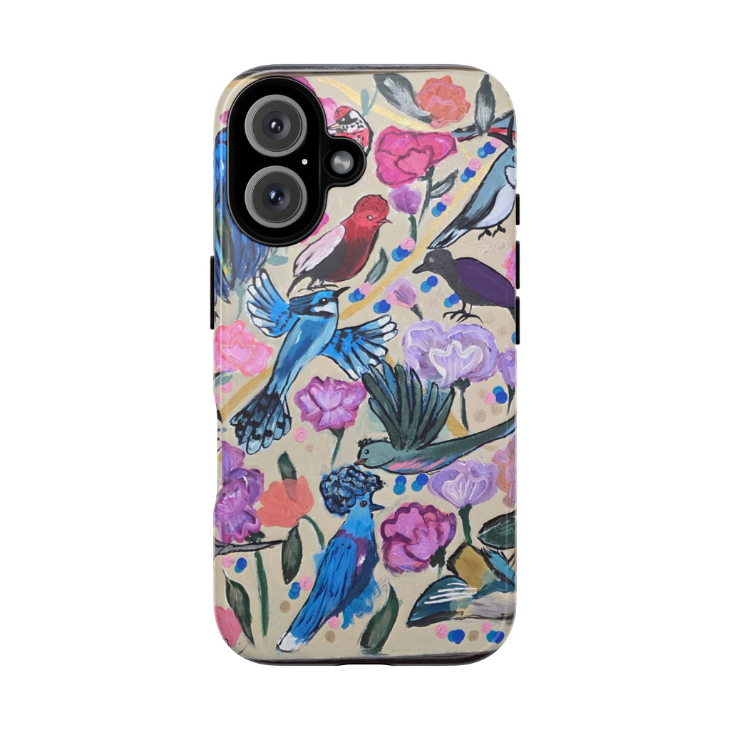 Floral Songbird Phone Case — Colorful Watercolor Birds & Flowers Protective iPhone Cover