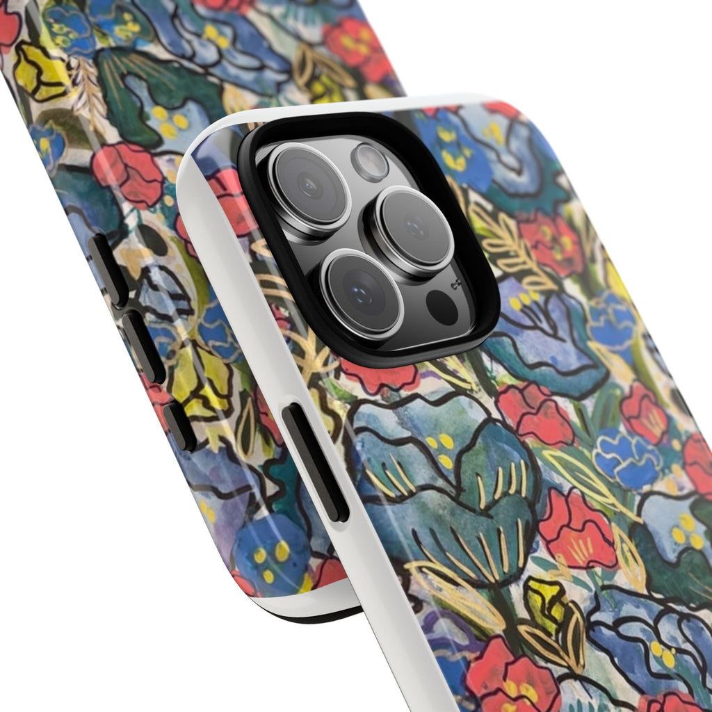 Floral Mosaic Tough Phone Case — Colorful Wildflower Protective iPhone Cover