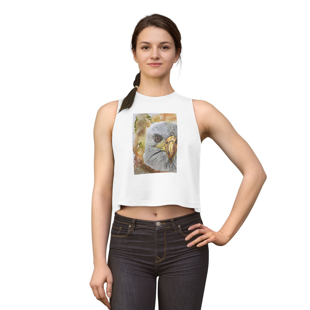 Eagle Portrait Women's Crop Top — Watercolor Bald Eagle Graphic Tank