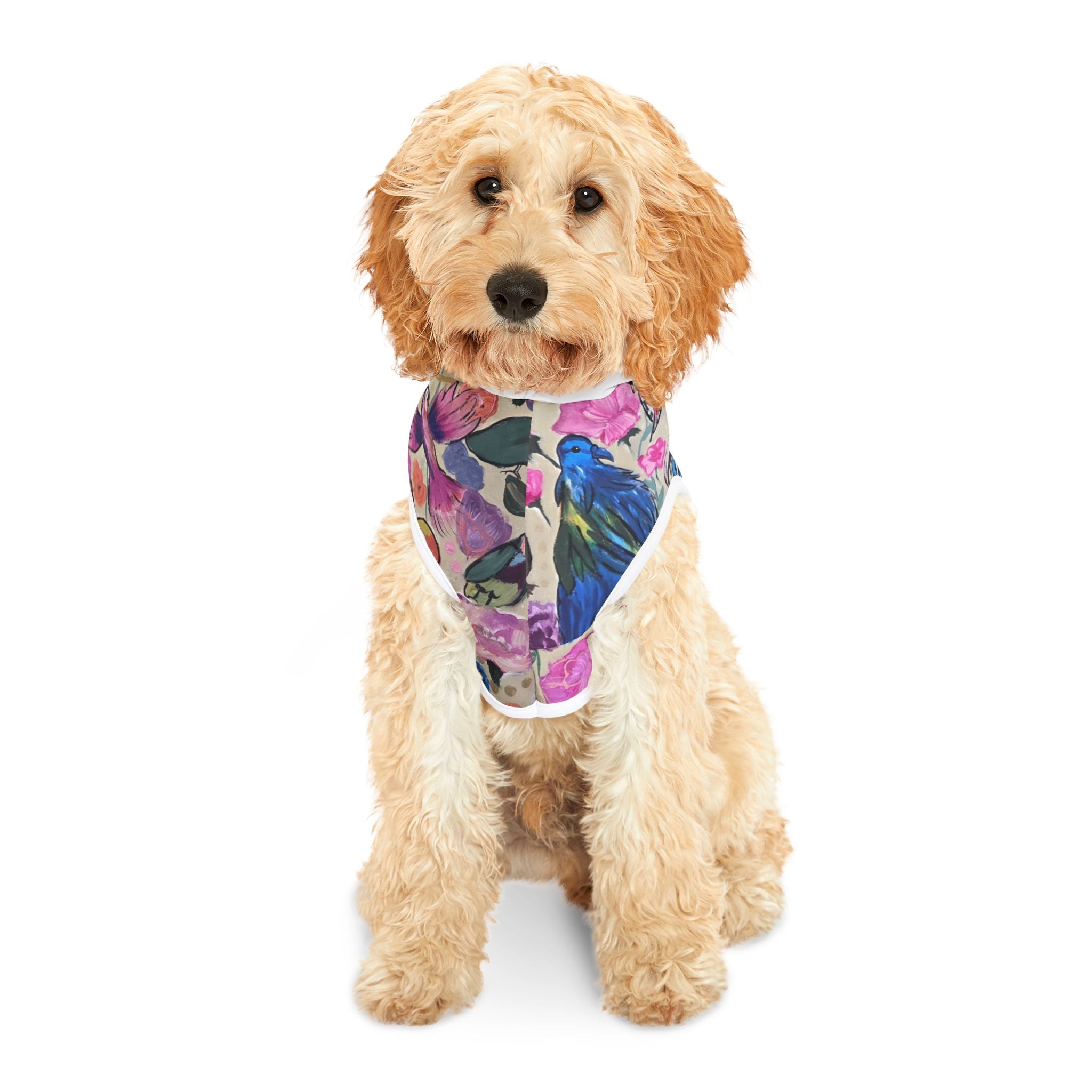 Floral Bird Pet Hoodie — Colorful Watercolor Birds Dog & Cat Hoodie