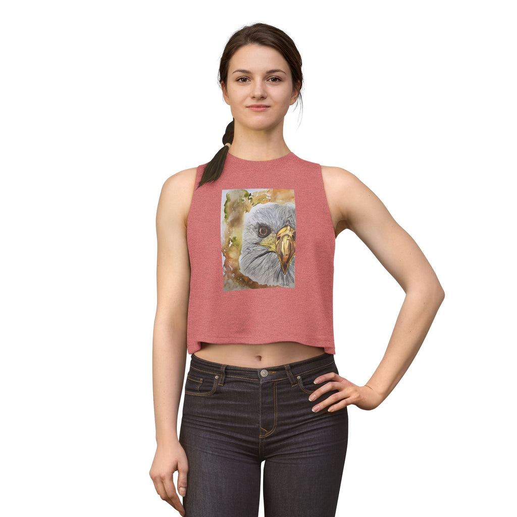 Eagle Portrait Women's Crop Top — Watercolor Bald Eagle Graphic Tank
