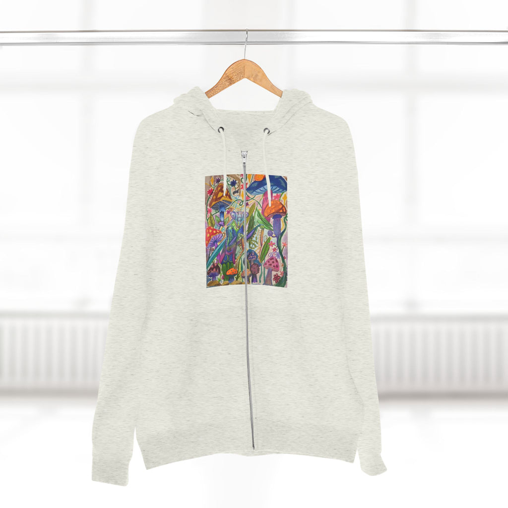Abstract Floral Art Zip Hoodie — Colorful Garden Painting Print