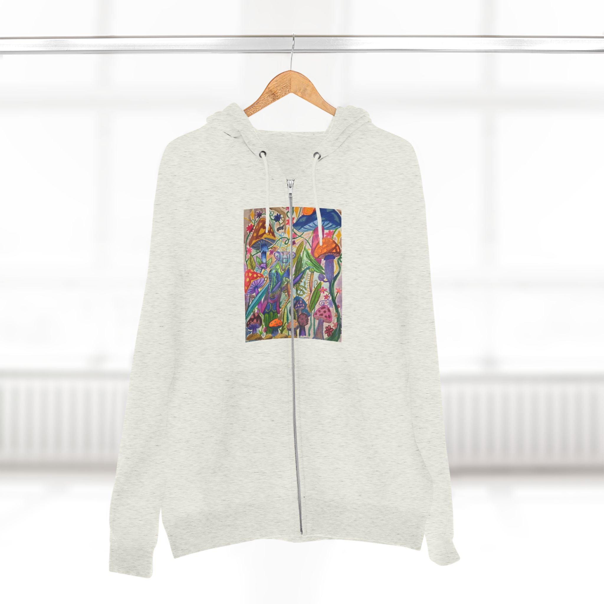 Abstract Floral Art Zip Hoodie — Colorful Garden Painting Print