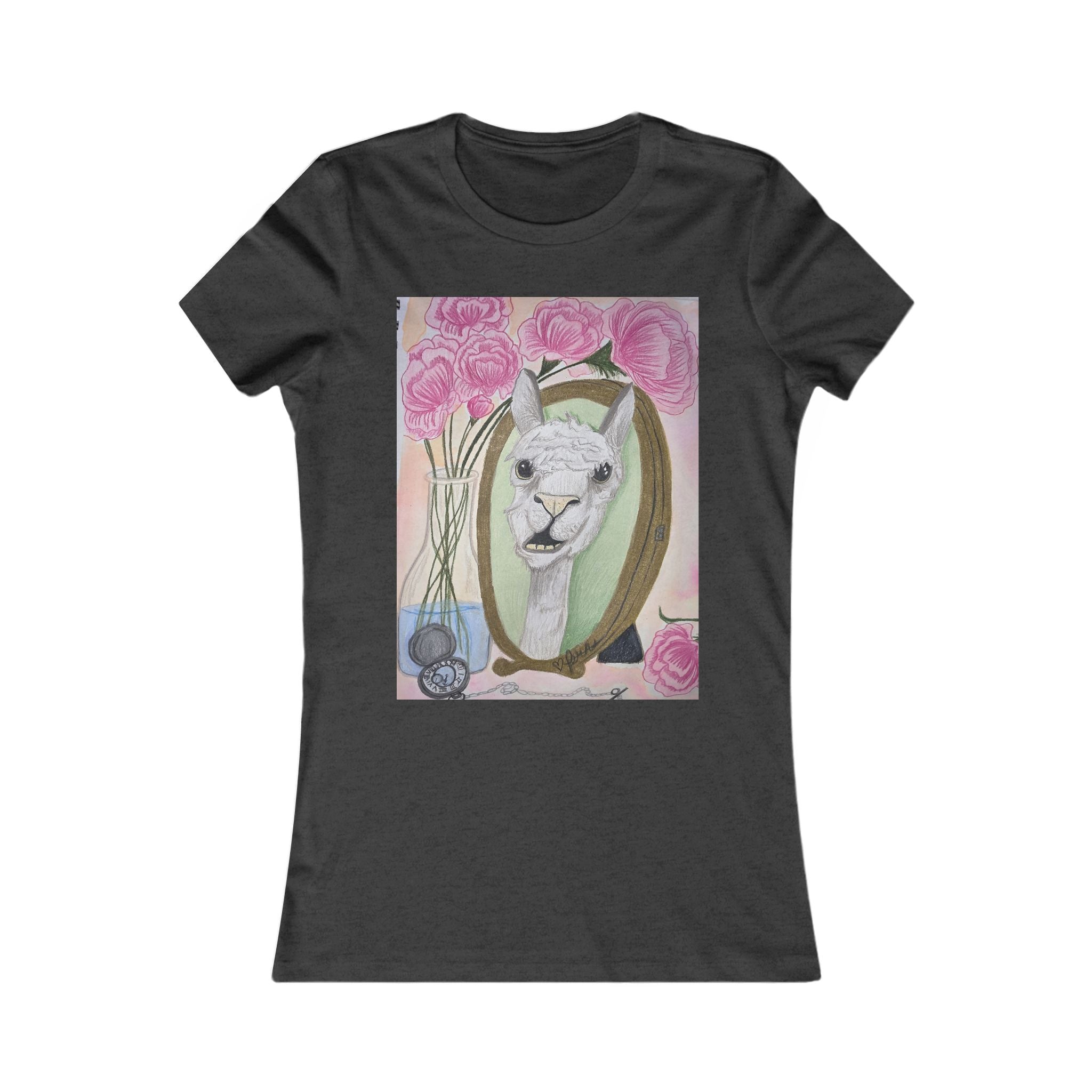 Women's Llama Floral Tee – Cute Alpaca Portrait Graphic Shirt