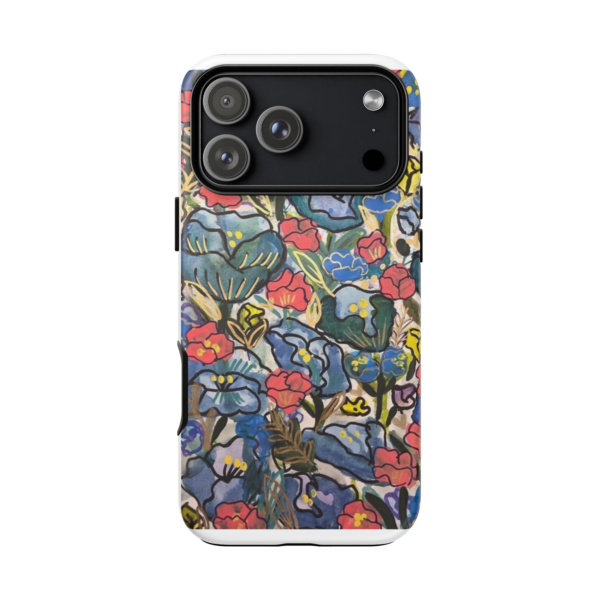 Floral Mosaic Tough Phone Case — Colorful Wildflower Protective iPhone Cover