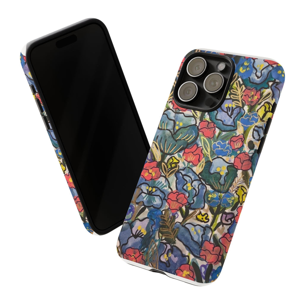 Floral Mosaic Tough Phone Case — Colorful Wildflower Protective iPhone Cover