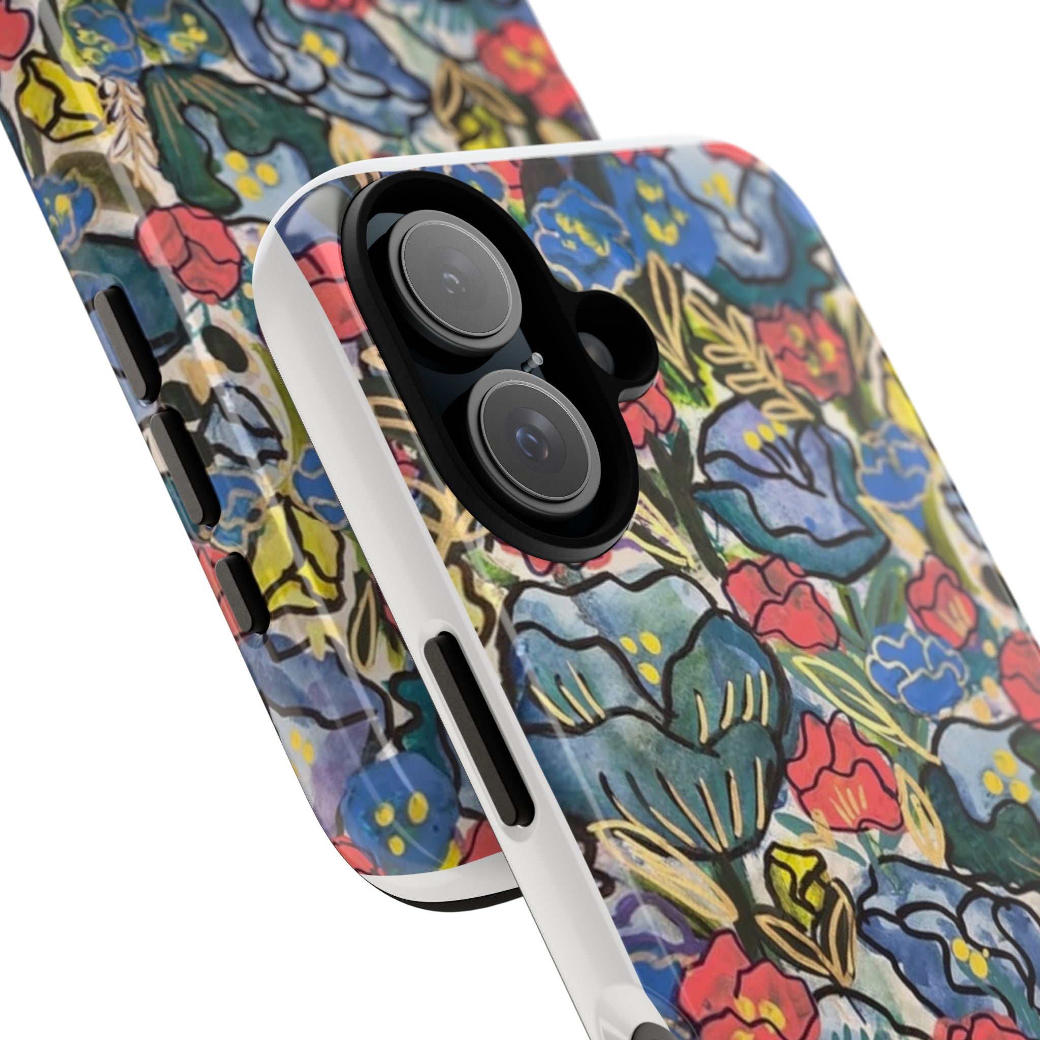 Floral Mosaic Tough Phone Case — Colorful Wildflower Protective iPhone Cover