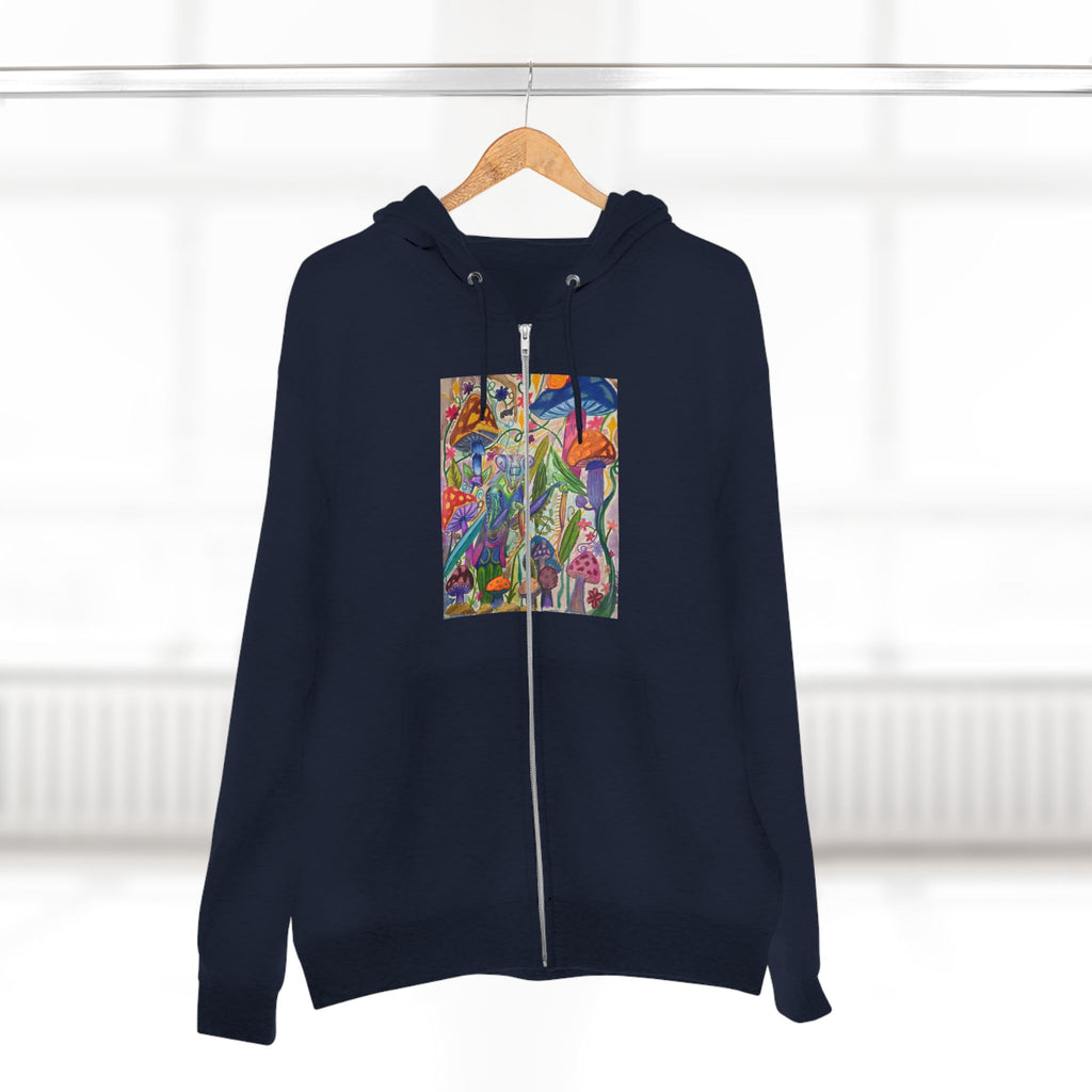 Abstract Floral Art Zip Hoodie — Colorful Garden Painting Print