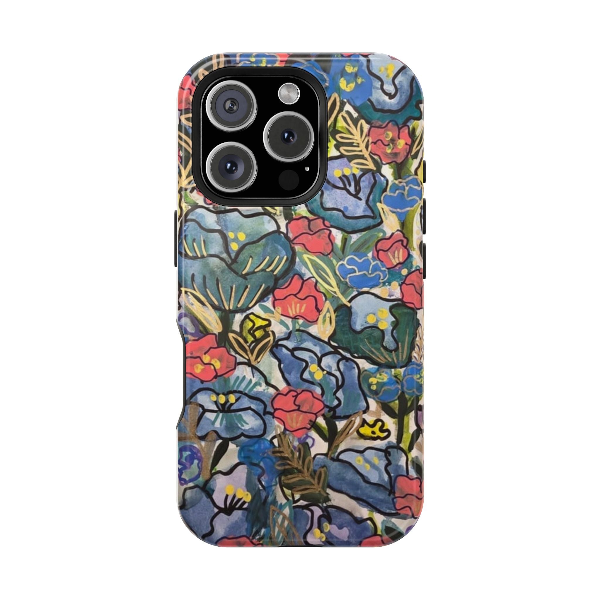 Floral Pattern Impact-Resistant Phone Case – Colorful Vintage Flowers