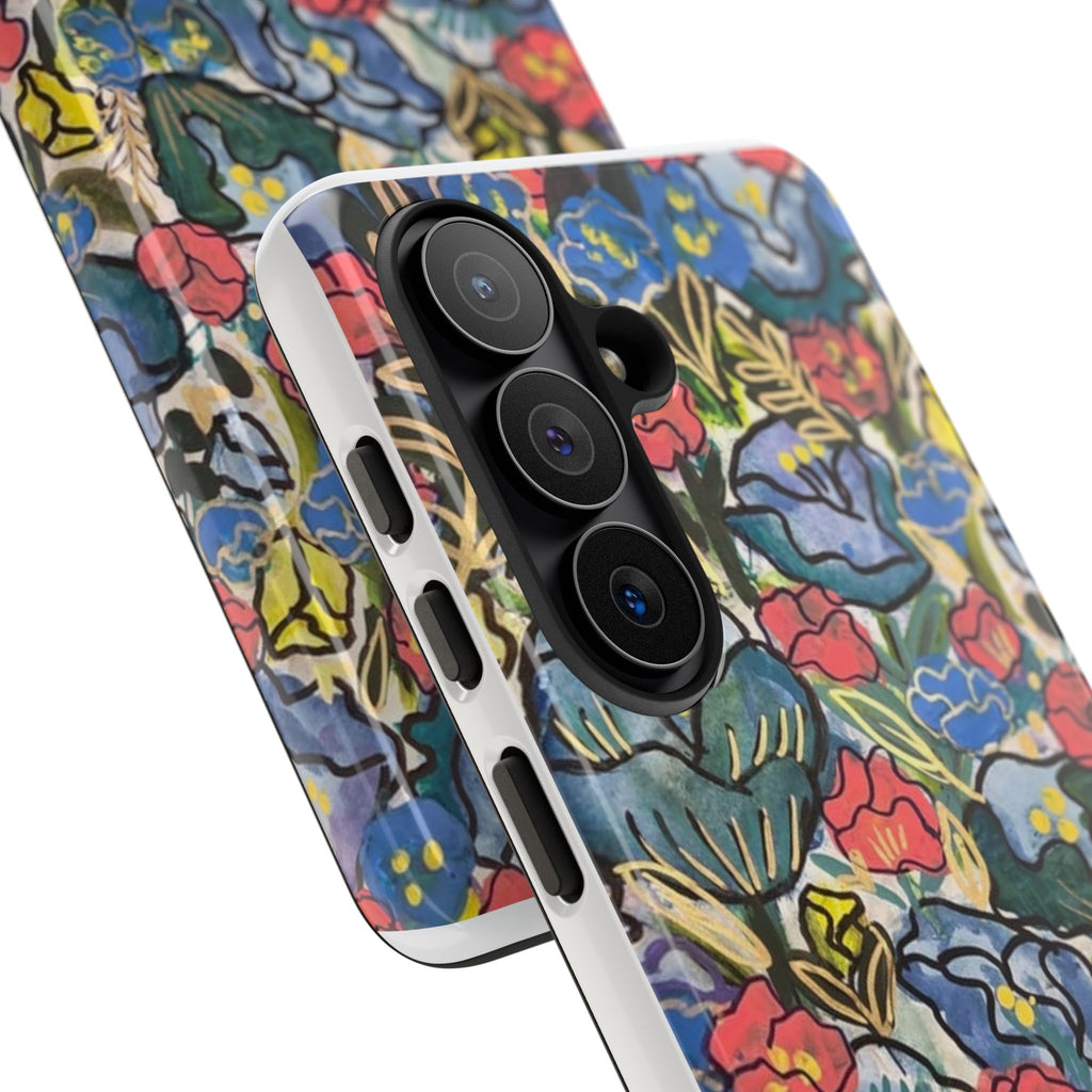 Floral Mosaic Tough Phone Case — Colorful Wildflower Protective iPhone Cover