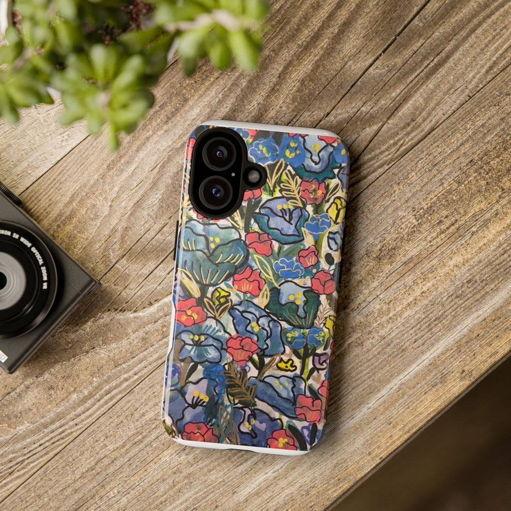 Floral Mosaic Tough Phone Case — Colorful Wildflower Protective iPhone Cover
