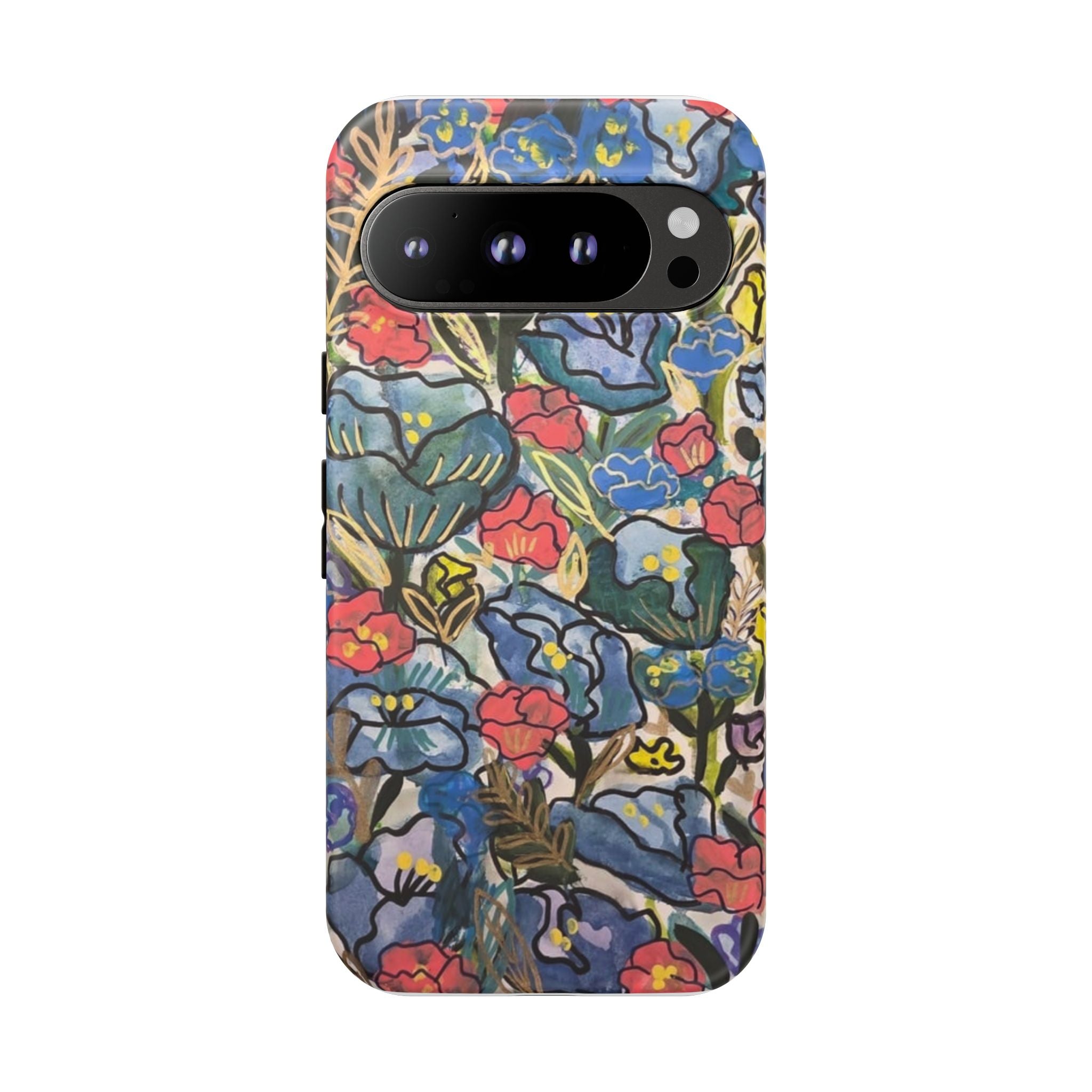 Floral Mosaic Tough Phone Case — Colorful Wildflower Protective iPhone Cover