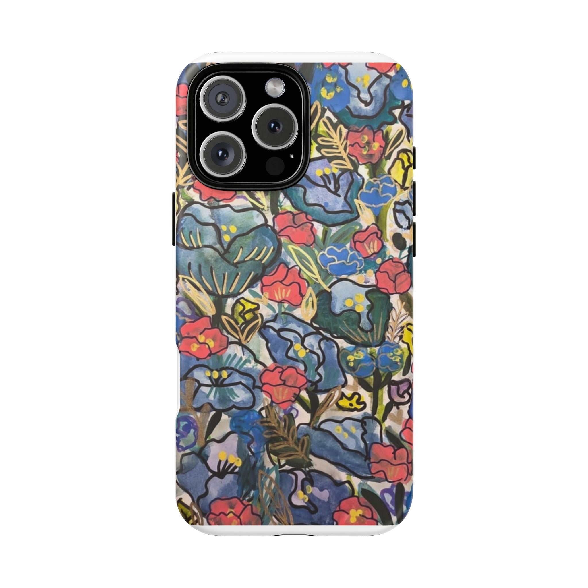 Floral Mosaic Tough Phone Case — Colorful Wildflower Protective iPhone Cover