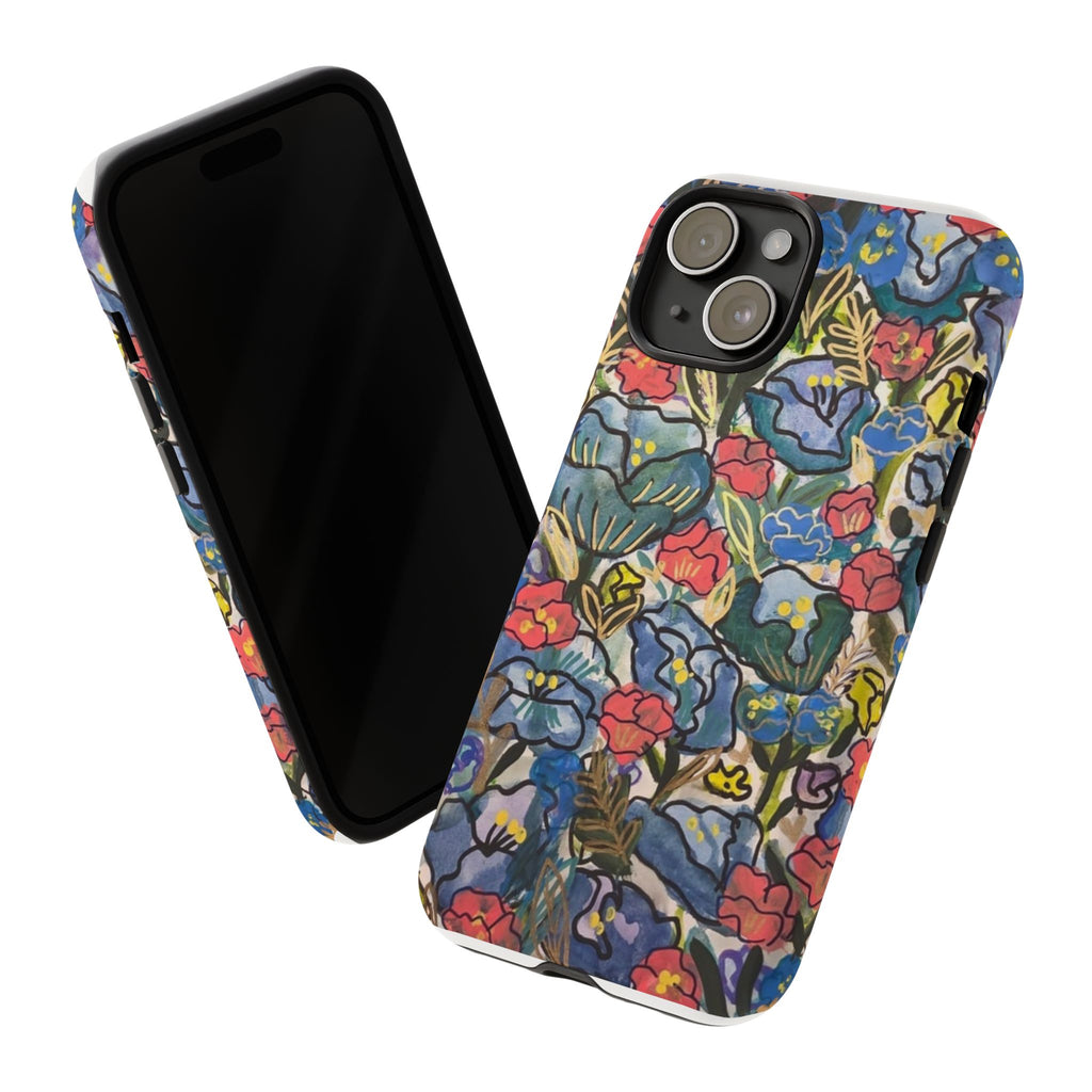 Floral Mosaic Tough Phone Case — Colorful Wildflower Protective iPhone Cover