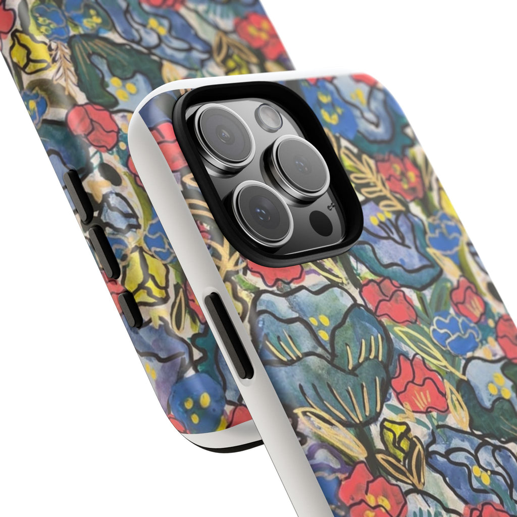 Floral Mosaic Tough Phone Case — Colorful Wildflower Protective iPhone Cover