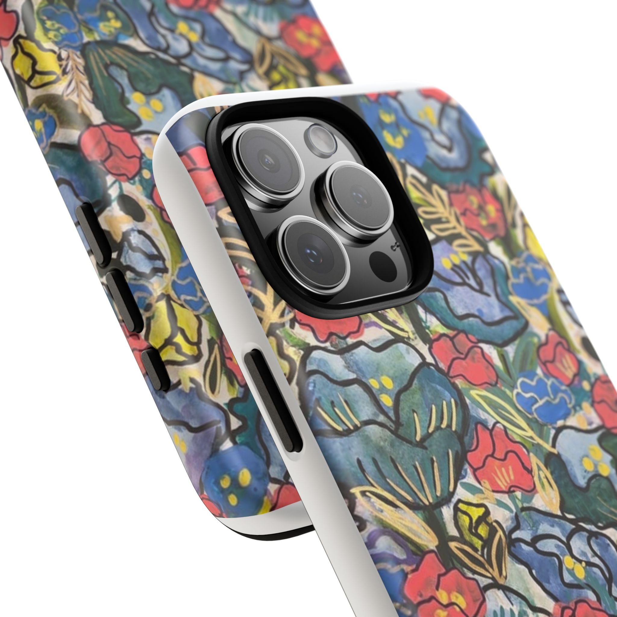 Floral Mosaic Tough Phone Case — Colorful Wildflower Protective iPhone Cover