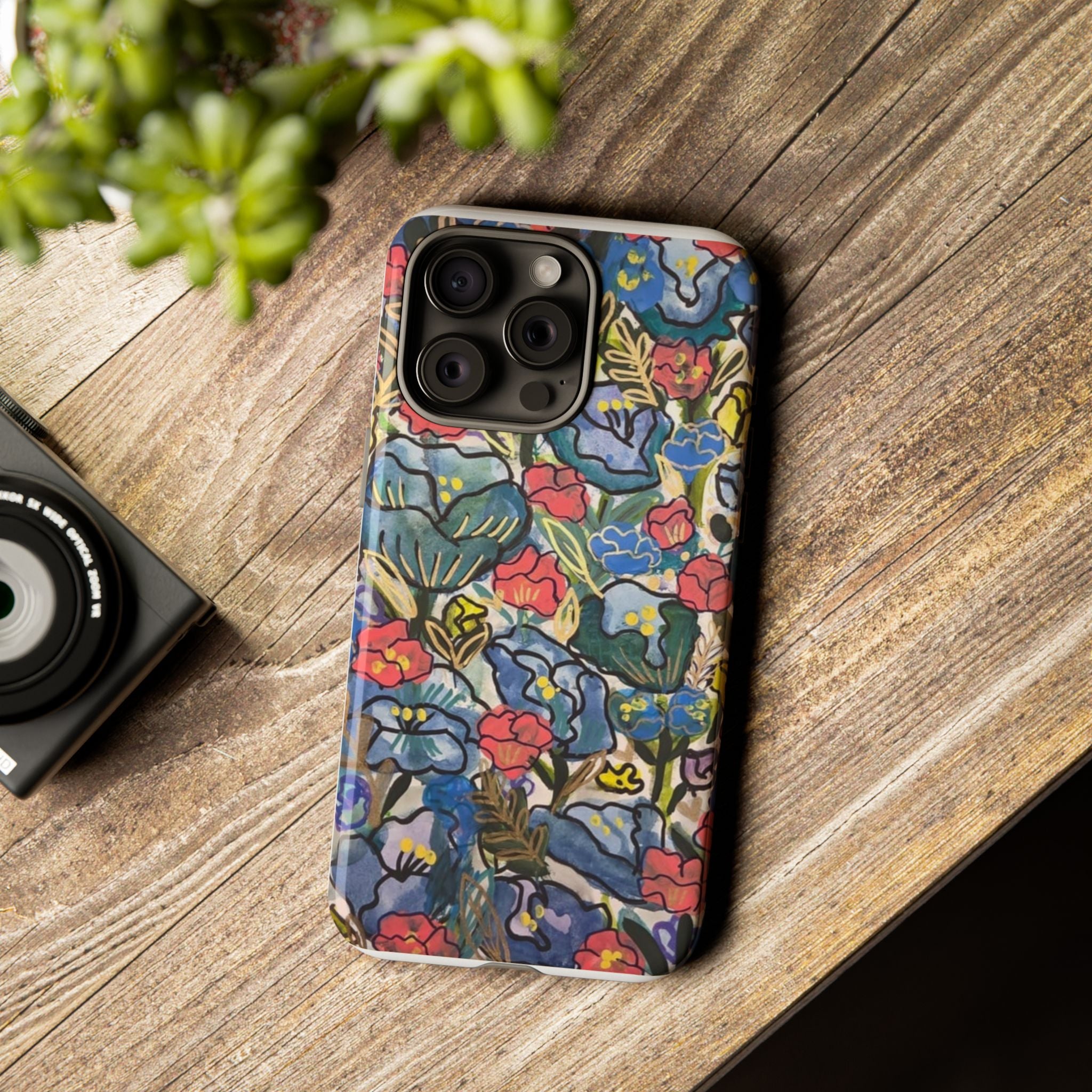 Floral Mosaic Tough Phone Case — Colorful Wildflower Protective iPhone Cover