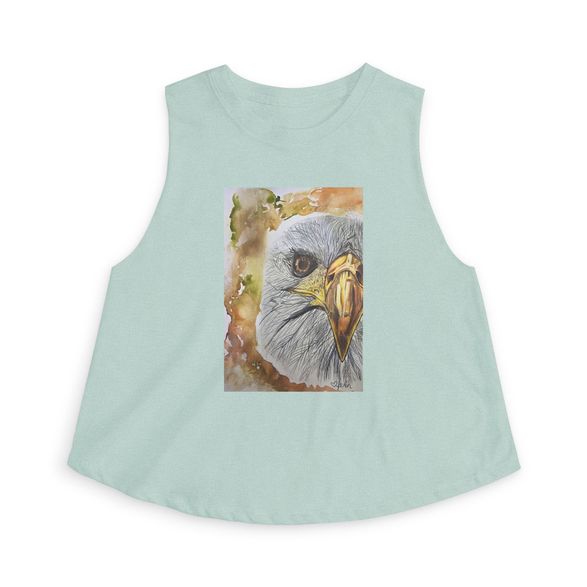 Eagle Portrait Women's Crop Top — Watercolor Bald Eagle Graphic Tank